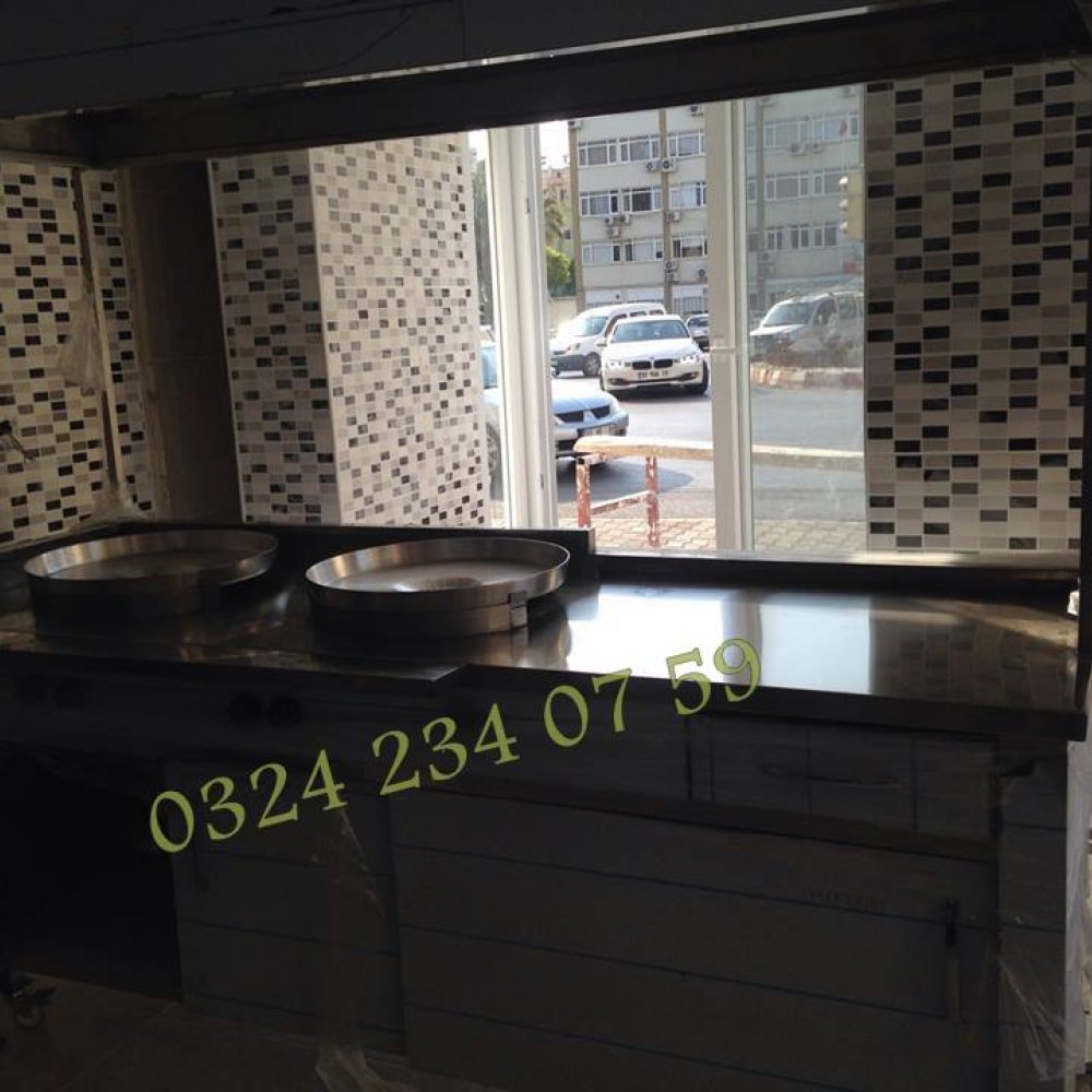 İki Tepsili Davlumbaz'lı Set Tantuni Tezgahı resimi