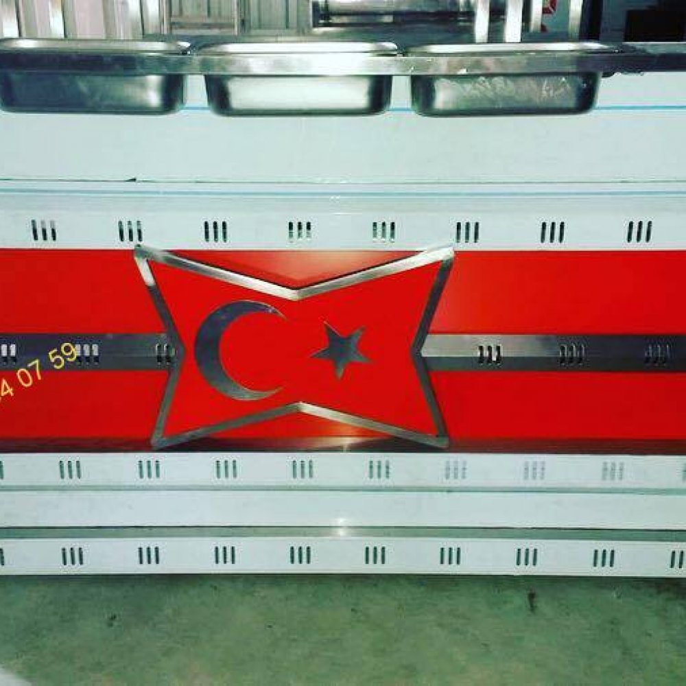 Özel Üretim Türkiye Bayraklı Tantuni Tezgahı resimi