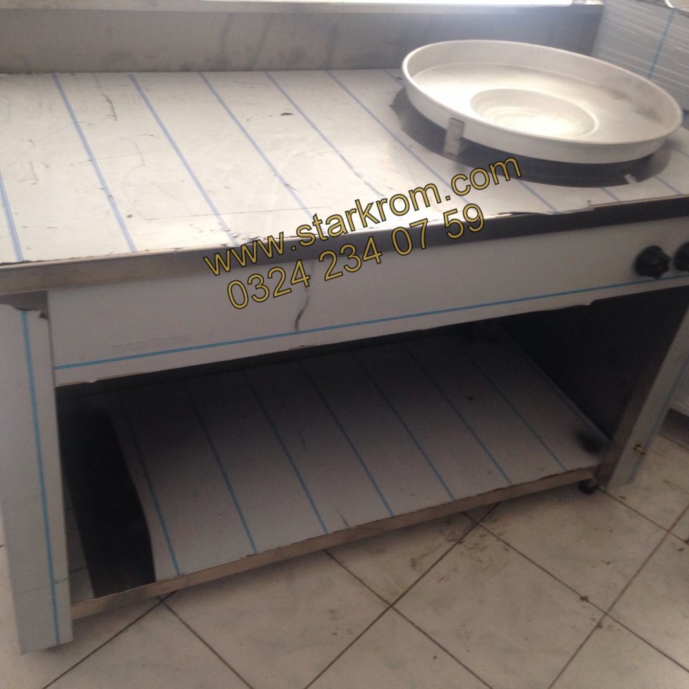 Tek Tepsili Kırmızı Dekorlu Tantuni Tezgahı resimi